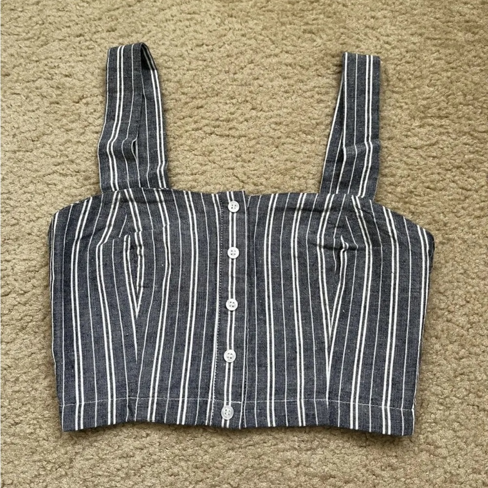 Forever 21 Blue Striped Crop Top Size S